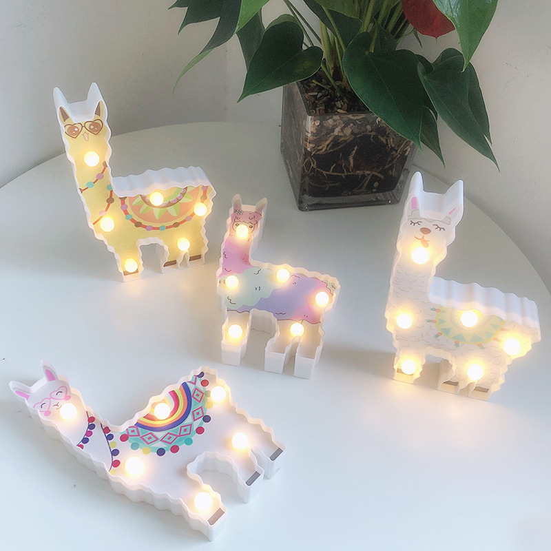 ins Explosions LED Painted Lights Alpaca Creative Nightlight Girl's Heart Internet Celebrity Decorative Room Pose Shoot Style Lights