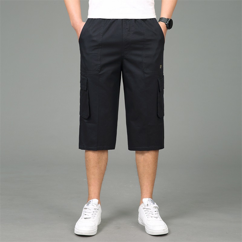 Summer Loose Straight Cropped Pants Large Size Workwear Sports Shorts Casual Pants Dad Middle-aged Shorts Breeches