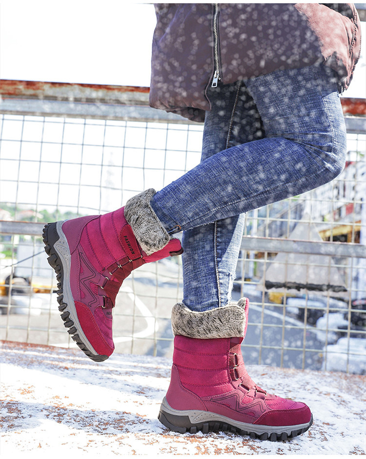 Scarpe di cotone, stivali da neve invernali da donna con suola spessa in pile e scarpe alte in pelle_voghion.com