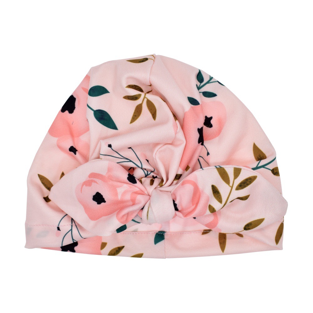European and American children's knotting cap baby printed rabbit ear cap Indian cap 2 in 1 multi-function baby cap