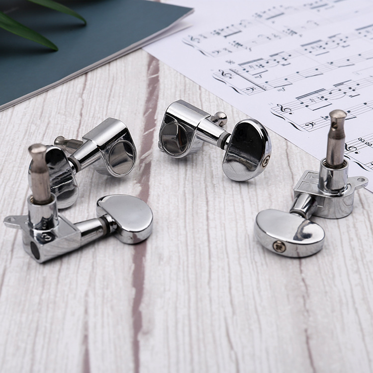 Factory direct fully enclosed folk guitar string quasi-winding knob guitar knob large semicircle Silver