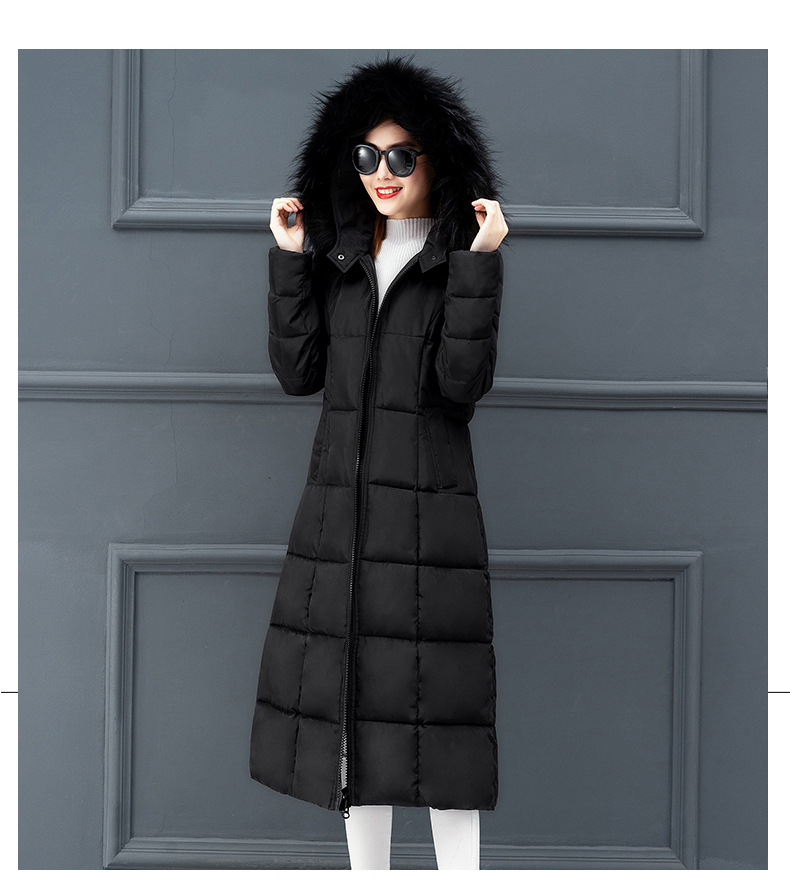 Cotton women autumn and winter New Korean version of the extended knee Warm jacket cotton suit female plus size loose solid color fur collar cotton jack_voghion.com