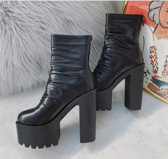 2020 Autumn and Winter new women's boots thick heel Waterproof high heel short boots V1888-29