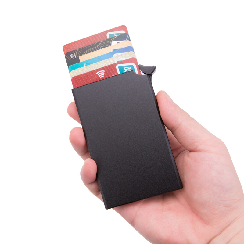 Top right hand push aluminum credit card box anti-theft brush RFID card box anti-theft brush aluminum alloy card bag