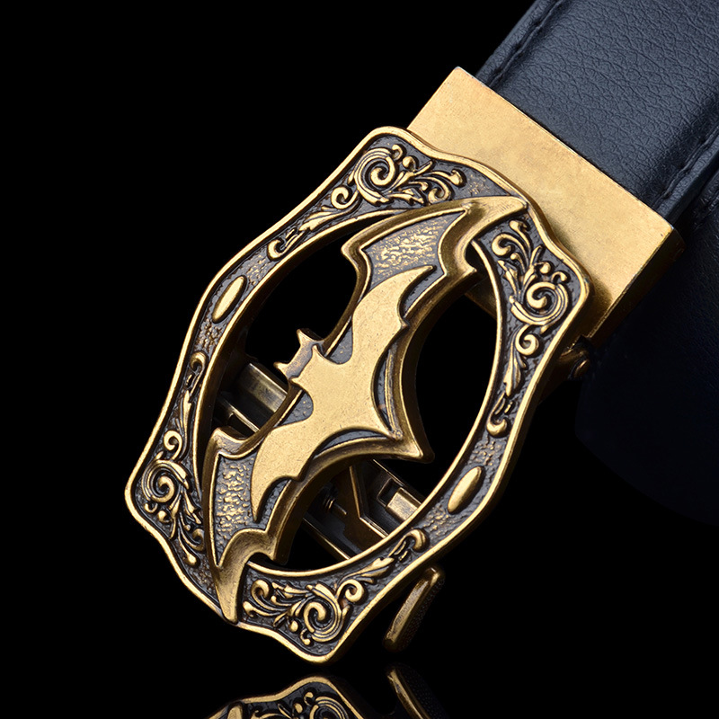 New personalized men's casual belt high-end bat buckle antique automatic buckle belt cowhide belt wholesale