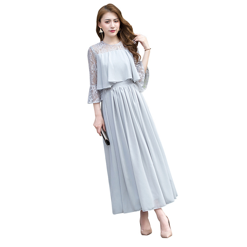 Evening dress long 2024 New Korean style banquet dress slimming AliExpress party host dress
