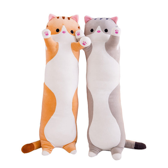 New Long Cylindrical Cat Doll Plush Toy Sleeping Pillow Cute Large Girl Bed Doll Doll