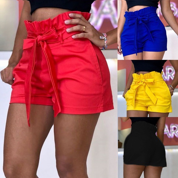 2019 spot wish Amazon explosions foreign trade Women's European and American cross-border pocket lace-up wide leg casual shorts