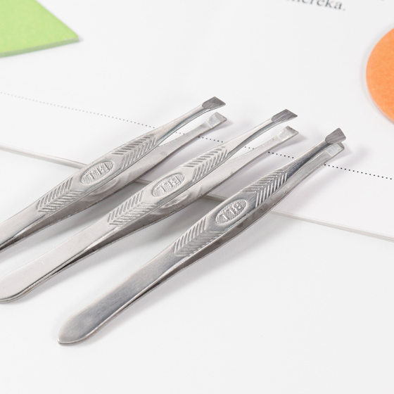 Factory Supply Stainless Steel Eyebrow Clip Beauty Makeup Oblique Eyebrow Pulling Tool Multifunctional Tweezers Makeup Eyebrow Clip