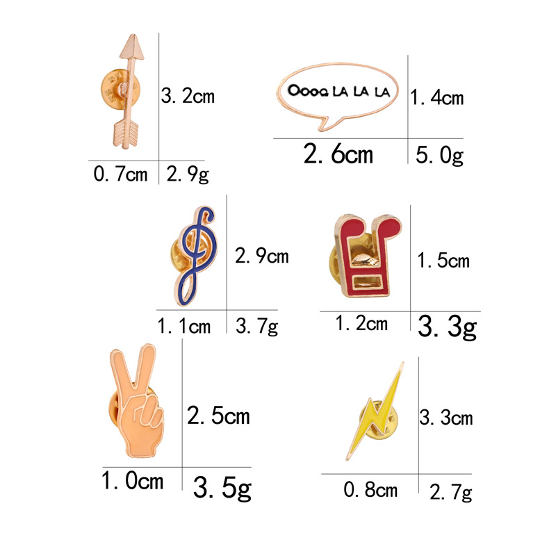 European and American jewelry 2022 new cartoon brooch palm gesture creative music symbol lightning pin enamel badge