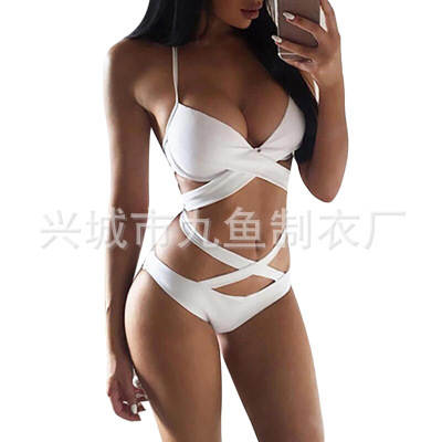 New foreign trade sexy black and white color matching bikini women's split swimsuit manufacturers wholesale swimsuit bikini