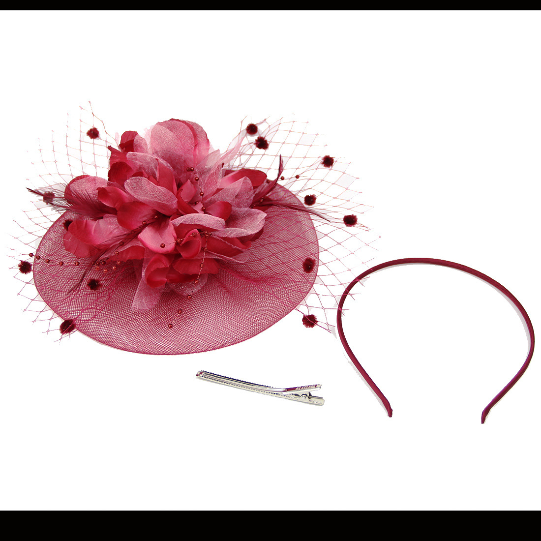 Boutique factory direct bridal hat retro mesh hair flower feather hair accessories small hat hairpin bridal headdress_voghion.com