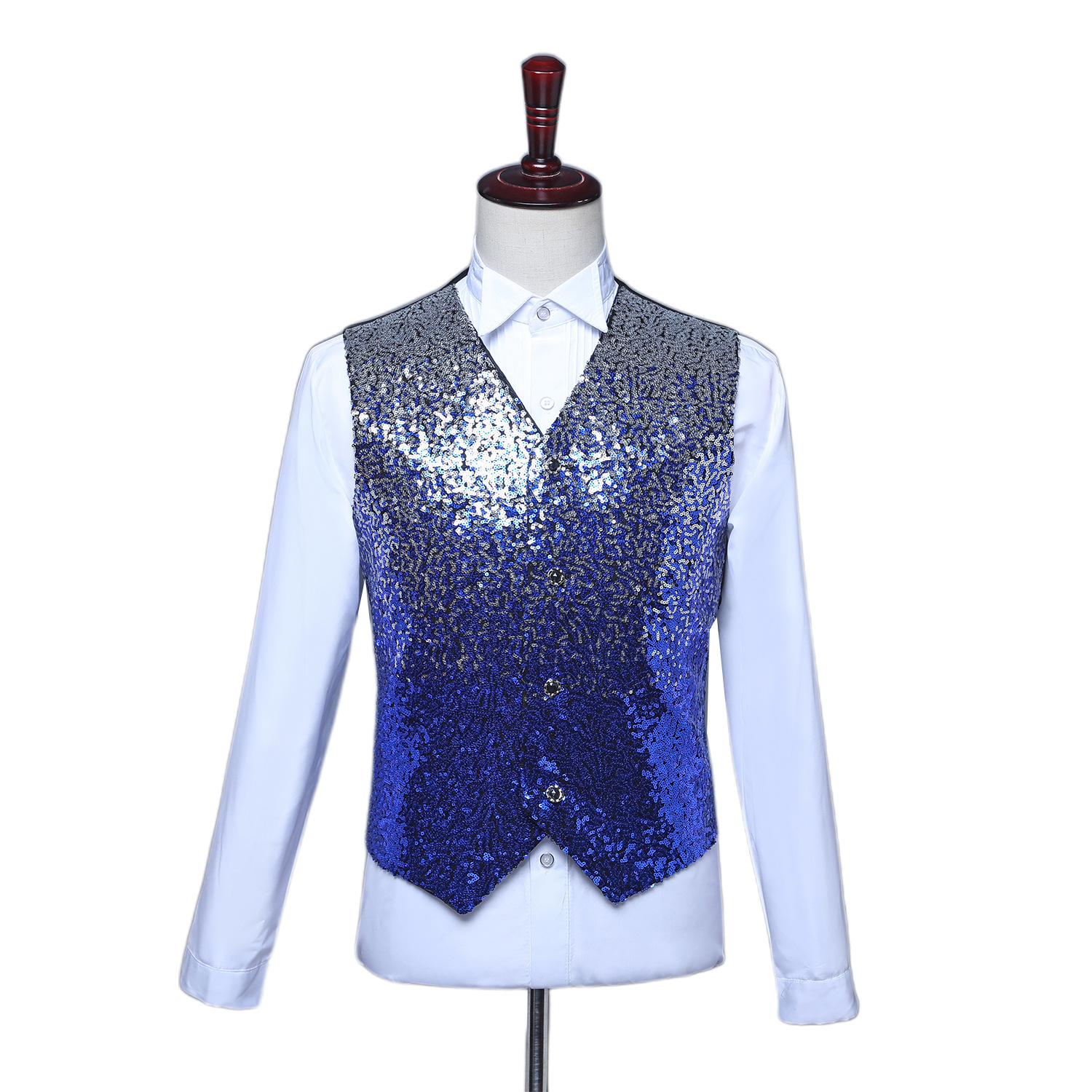 Stage Costume Gradient Sequin Vest Costume Men's Dress Vest Photo Host MC Vest