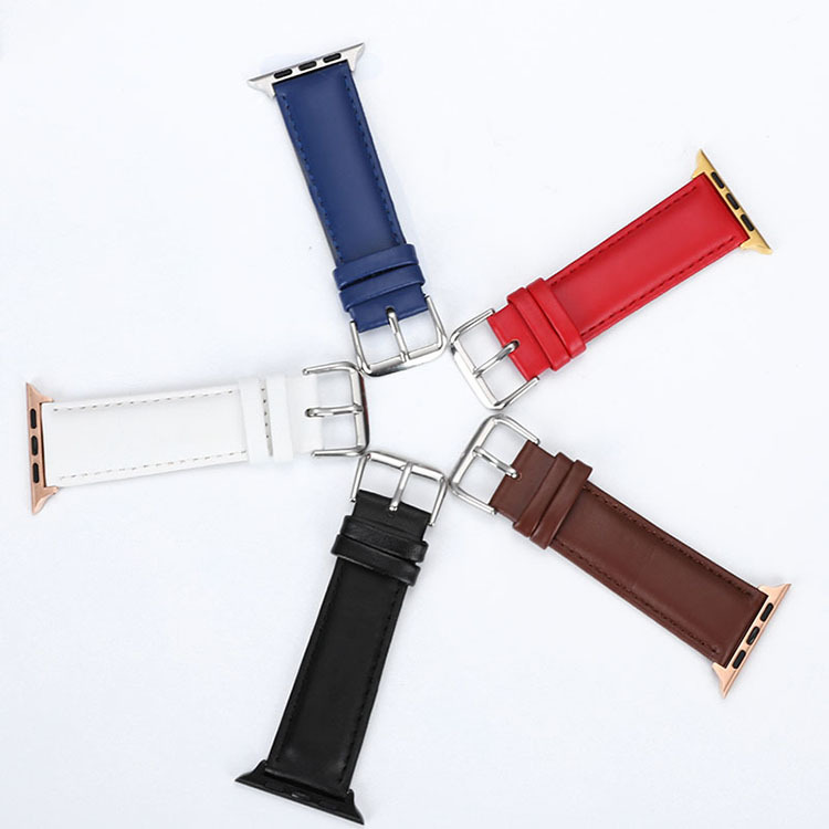 For apple Watch Strap apple watch7-1 Series Leather Plain Strap Pin Button apple Bracelet