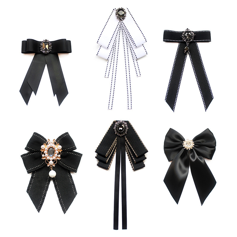 [Small Amount Wholesale] Collar Girl JK Uniform Bow Tie Versatile Black and White Streamer Bow Tie Various Specifications