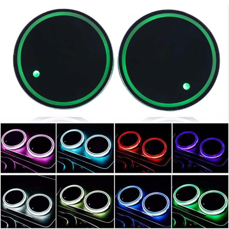 LED car Luminous Cup mat USB charging colorful non-slip coaster car accessories car interior atmosphere light