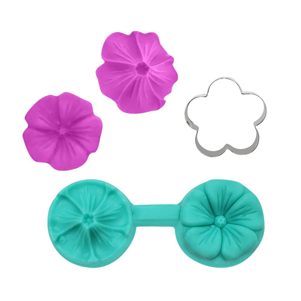 2-piece set green flip sugar leaf mold leaf silicone mold flower stainless steel cutting mold chocolate plum blossom mold