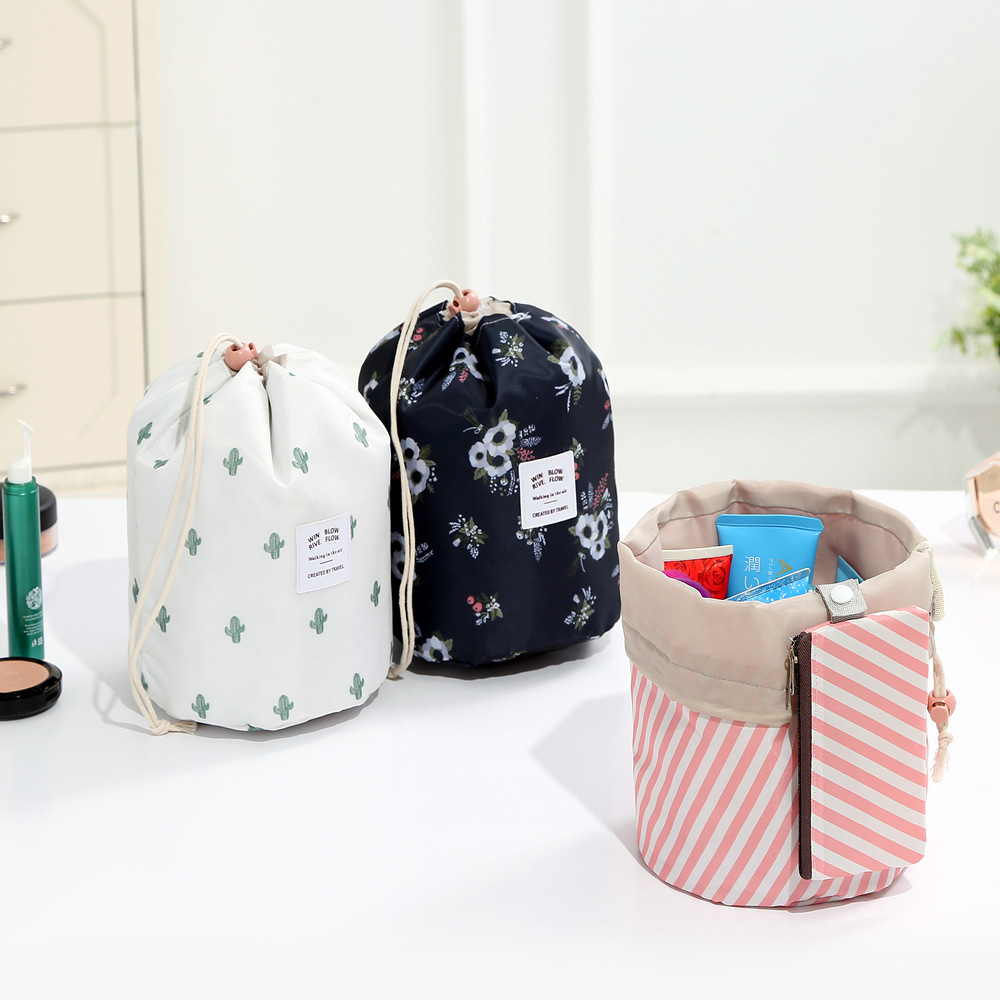 New Oxford Cloth Travel Storage Bag Color Cylinder Cosmetic Bag Drawstring Cosmetic Bag Cosmetic Bag