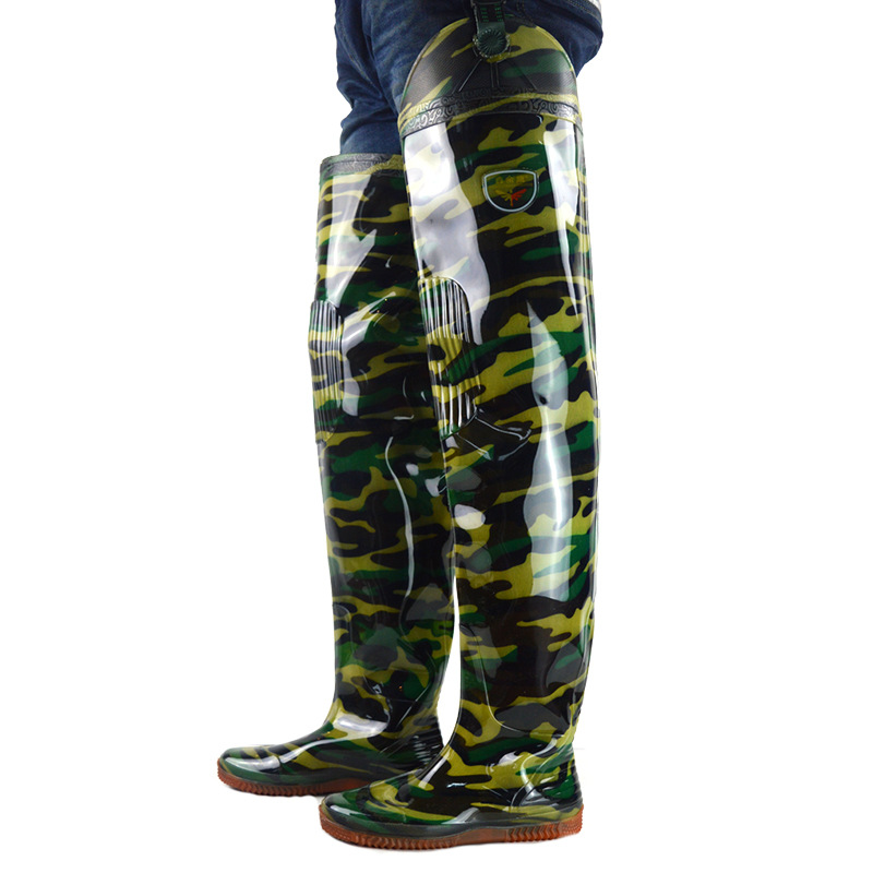 Factory wholesale camouflage 80cm long rice transplanting water shoes Paddy shoes water pants camouflage lengthened thick over the knee