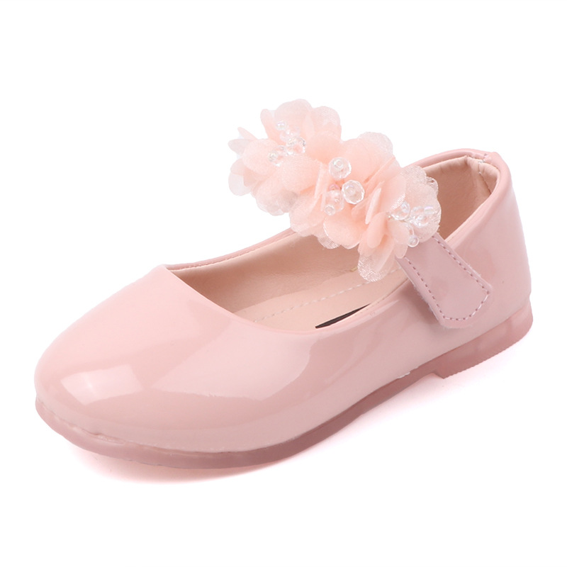 Children's crystal bottom small leather shoes girls lace rhinestone princess shoes Korean bright leather dance shoes wholesale