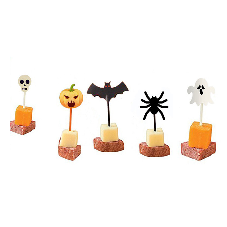 10 PCs Halloween Plastic Toothpick Cake Fruit Sign Fruit Fork Plug Party Supplies Cupcake Decoration