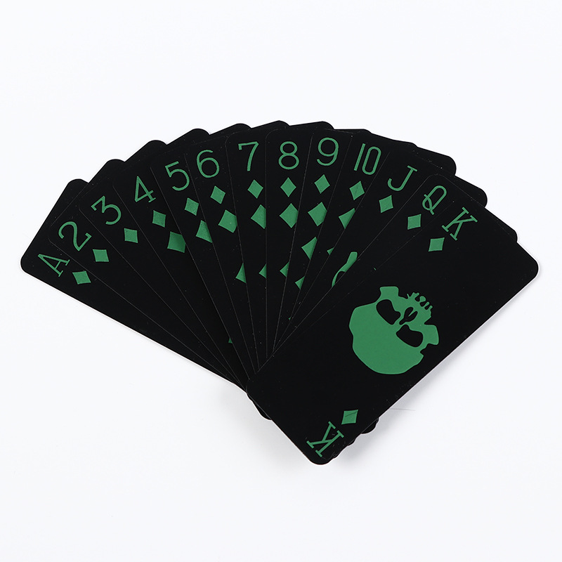 Wholesale fluorescent PVC black playing cards leisure entertainment personalized waterproof plastic poker card logo printing