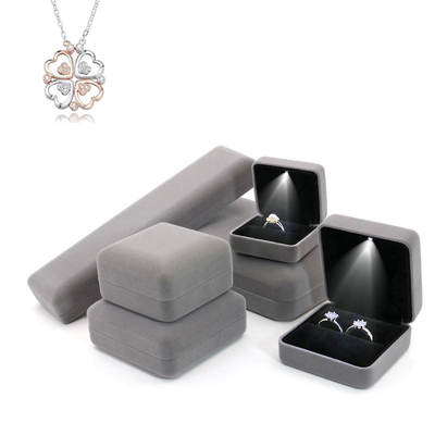 With light jewelry box led luminous ring box wholesale wedding ring box necklace box pendant bracelet ear locket