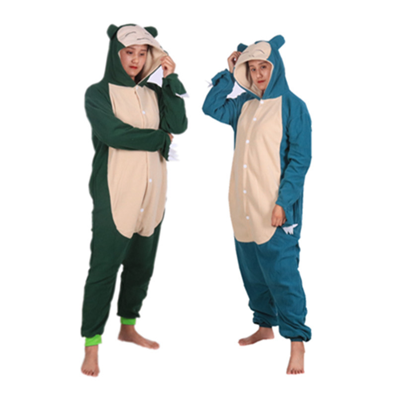 Manufacturer in stock cartoon animal one-piece pajamas Kabi beast polar fleece long sleeve couple autumn and winter Foreign Trade home wear