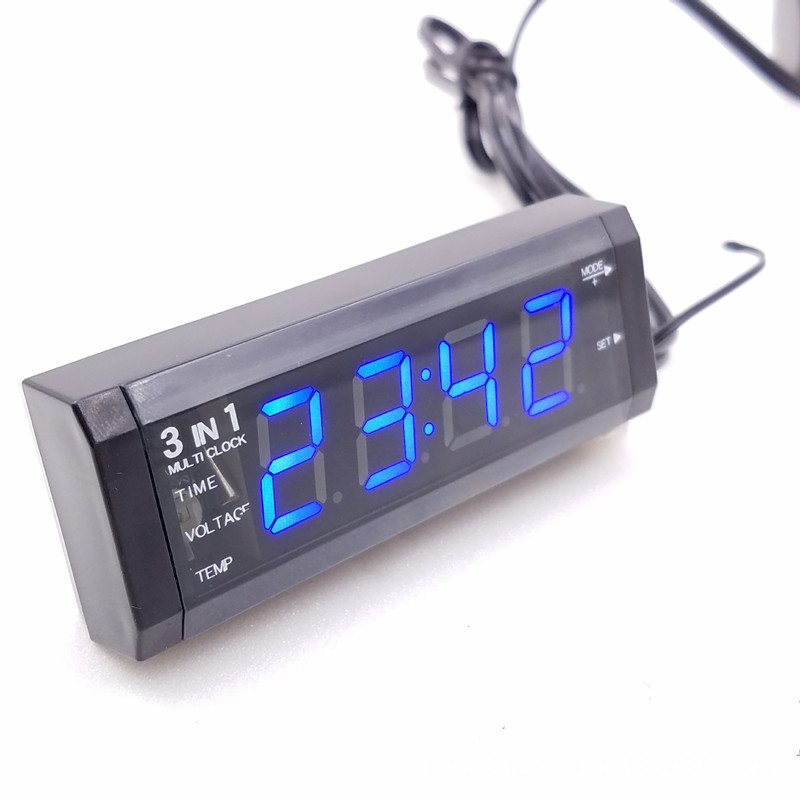 Car clock thermometer voltage three-in-one display red light blue light selection electronic clock car thermometer