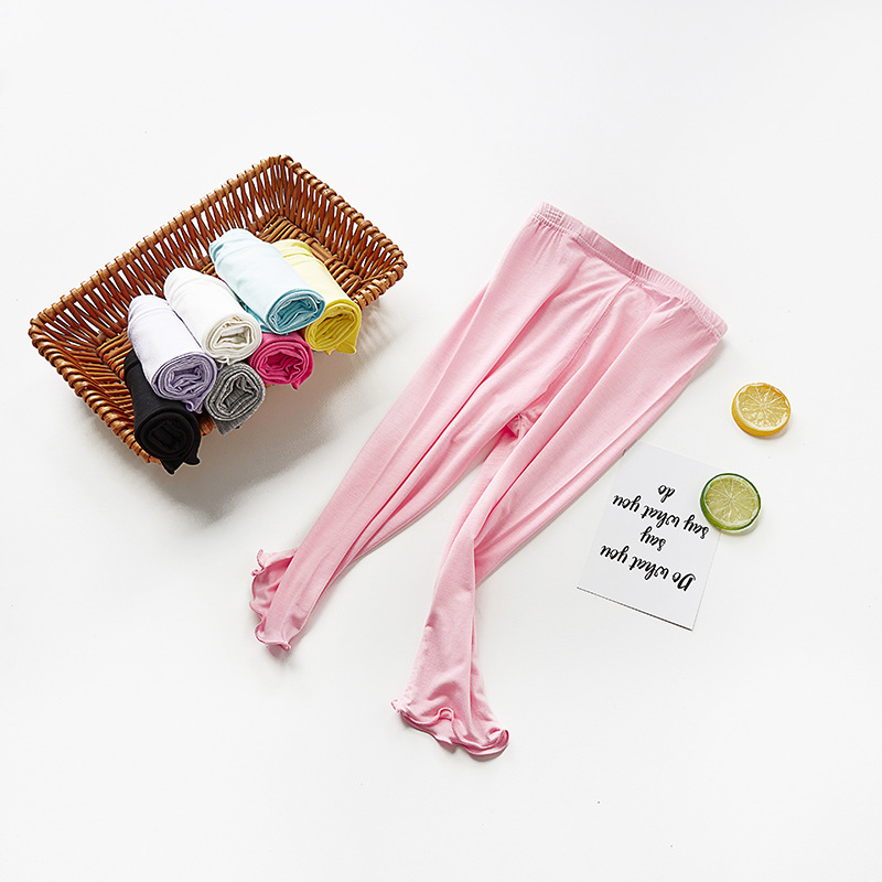 Summer Children's Pants Girls' Leggings Candy Color Modal Children's Cropped Pants Ear-rimmed Children's Leggings