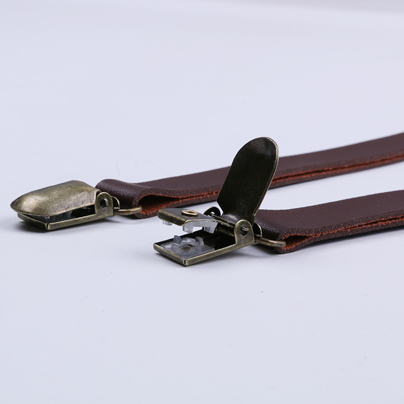 Adult Suspender Clip Men's and Women's Universal PU Leather Narrow 1.5cm Cross 4 Clip Jeans Suspenders