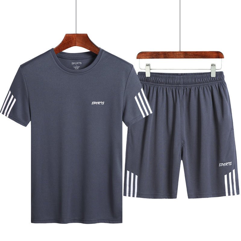 Summer sports suit men's large size quick-drying T-shirt quick-drying short-sleeved outdoor fitness suit cultural shirt team customization