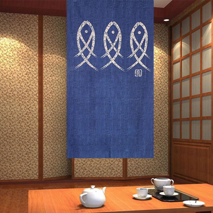 [Low price] factory direct high quality Japanese curtain one piece three fish 85x 150 wholesale and retail curtain