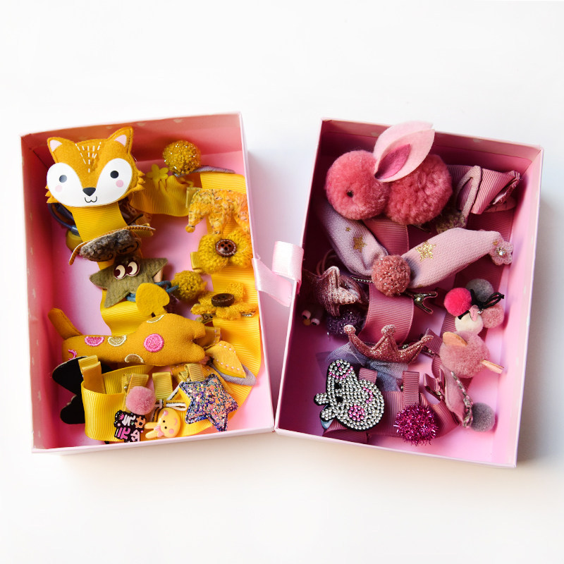 Rubber Band Hair Band Female Cartoon Korean Children's Little Girl Headwear Hair Accessories Hairpin Set Gift Box Birthday Gift