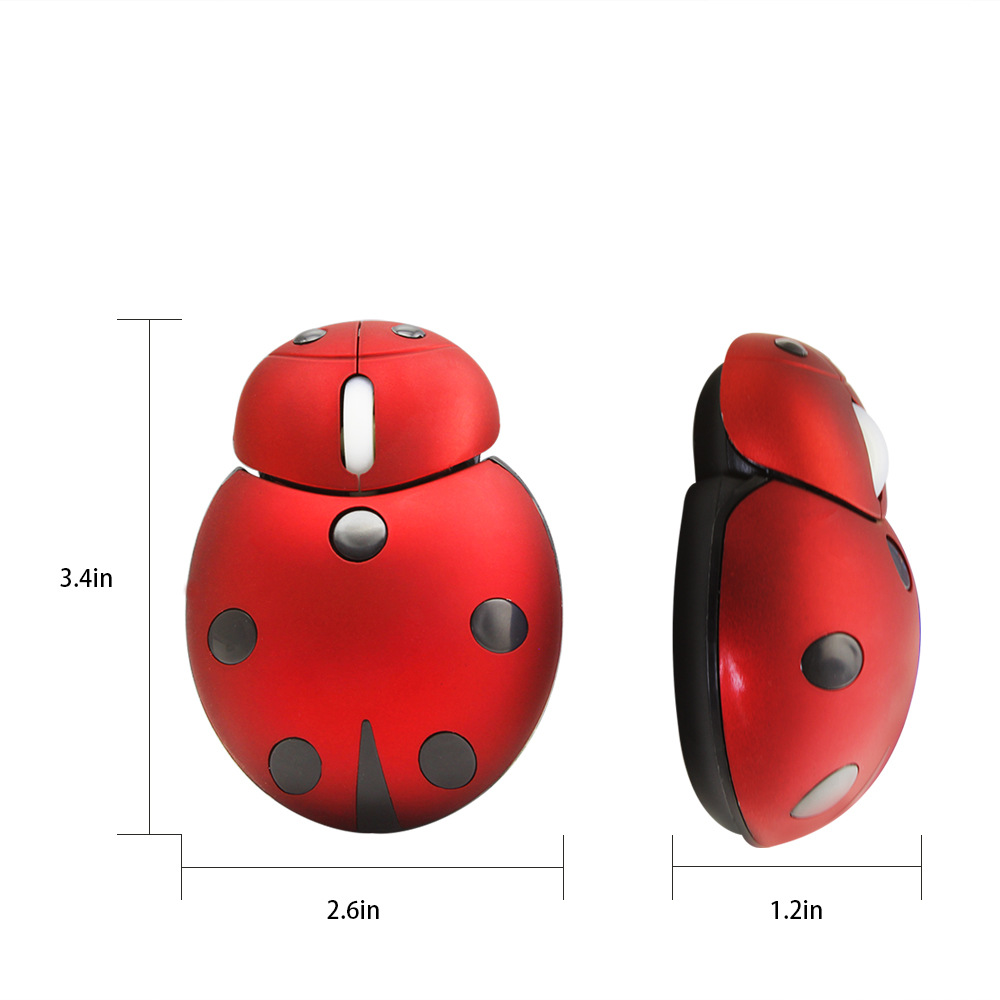 Cross-border explosions mini ladybug 2.4g wireless creative personality mouse support a generation of hair