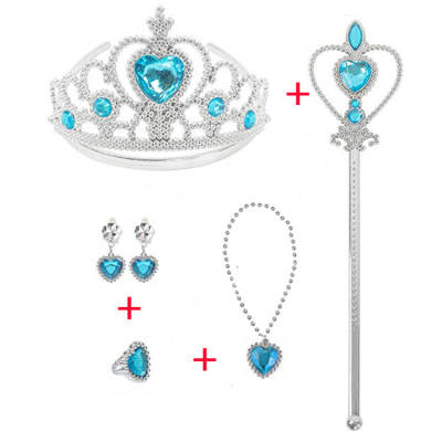 Children's Princess Frozen with Crown Fairy Stick Necklace Earrings Ring Set Party Festival Stage