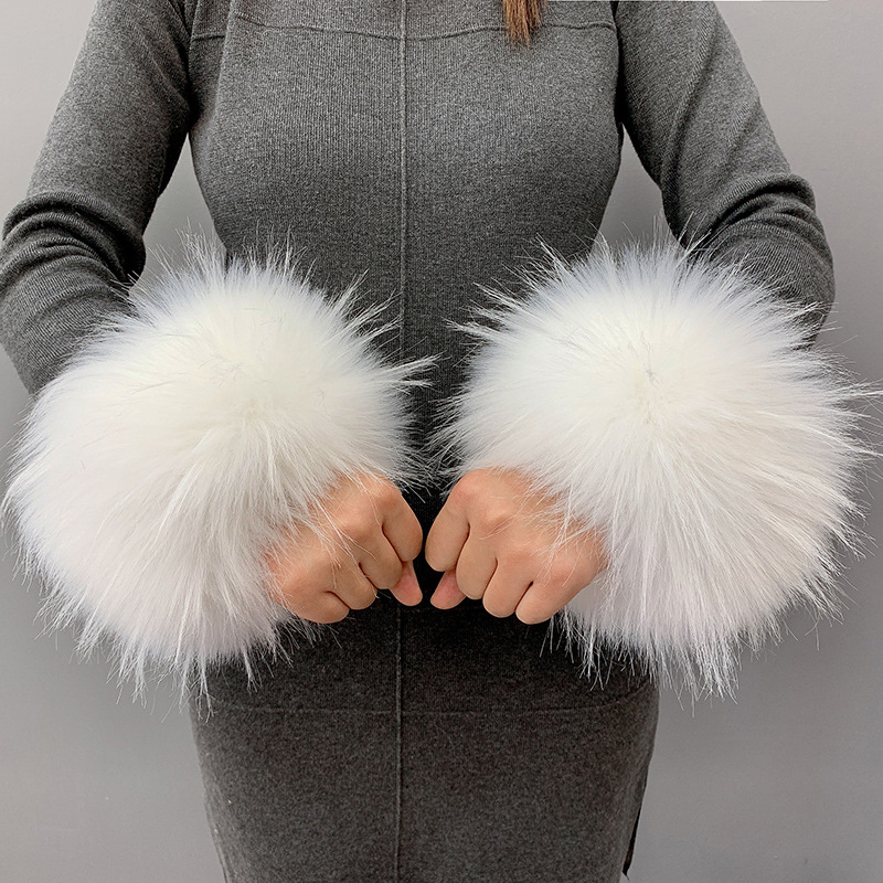 Raccoon Fur fox fur faux fur fur bracelet fur wristband women's oversleeve faux rabbit fur bracelet cuff wristband