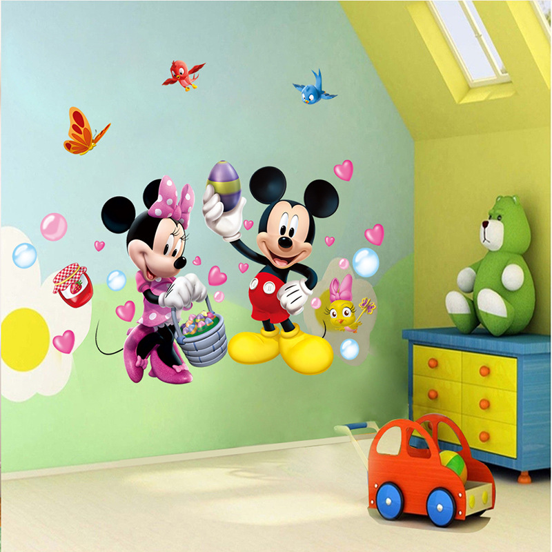 Cartoon Mickey Mickey Mouse Children's Room Sticker Bedroom Decoration Kindergarten Cute Wall Sticker Removable