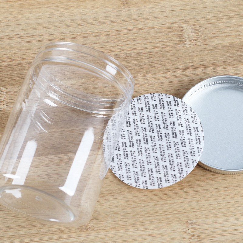 スポット卸売りアルミ蓋透明プラスチック密封缶円形食品包装缶蜂蜜缶pet広口瓶|undefined