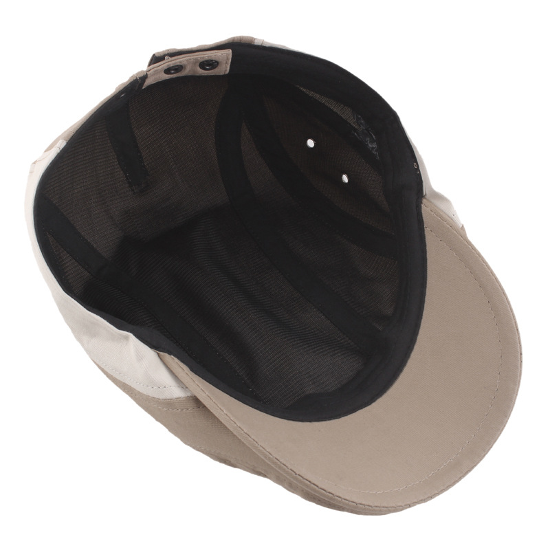 British style color matching short brim forward cap metal vent back wall opening buckle adjustment beret young men's newsboy cap