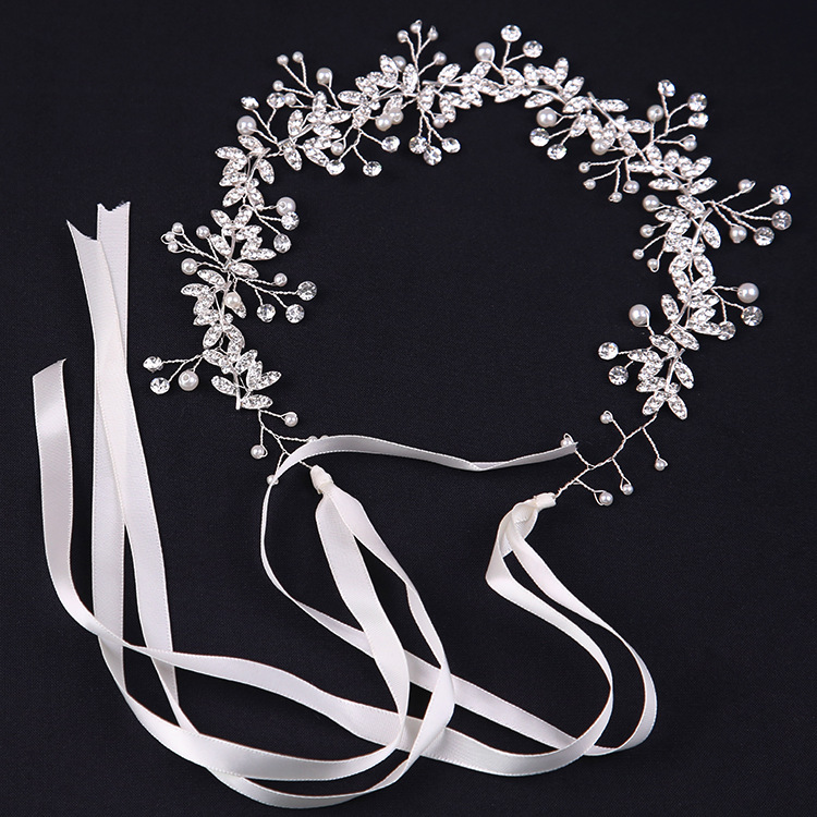 European and American white flower headband bridesmaid bridal crown headdress garland headband hair accessories pearl veil hair band wholesale
