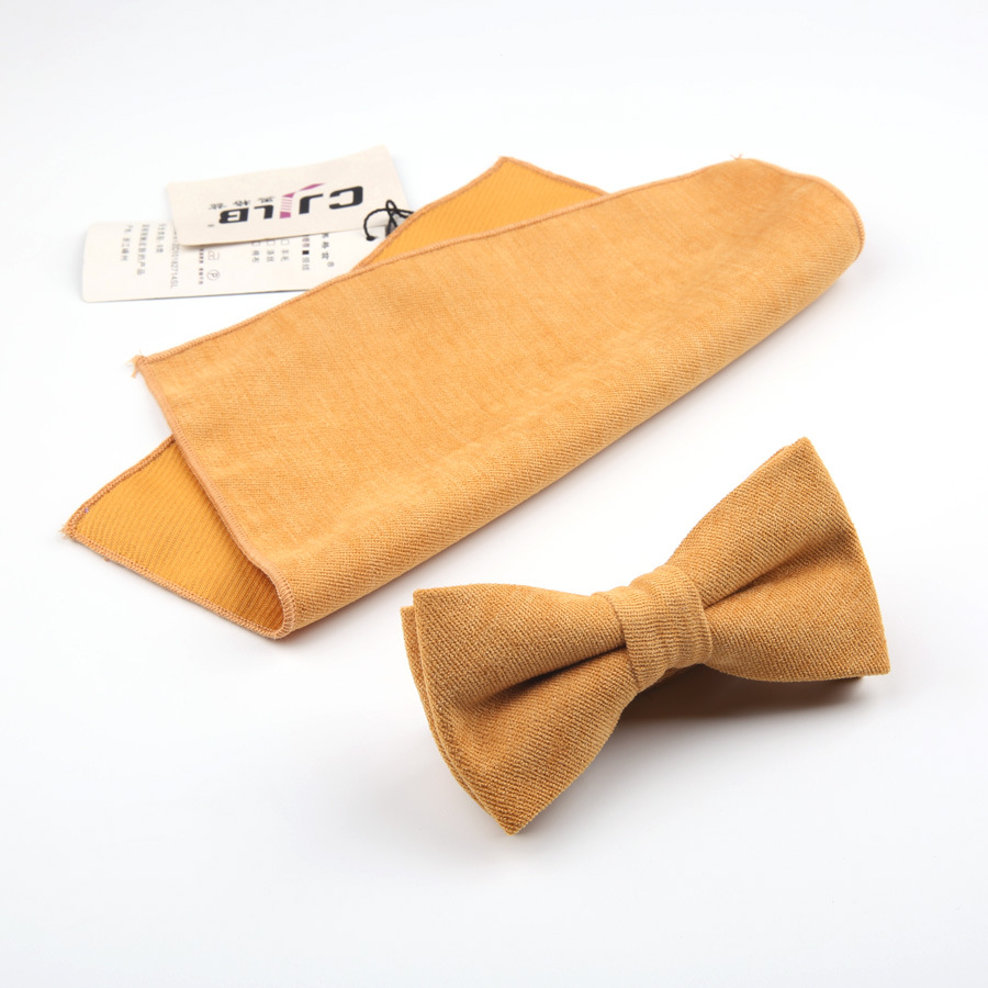 Deerskin velvet bow tie square towel set men's Korean solid color pocket towel two-piece dress suit accessories new manufacturers