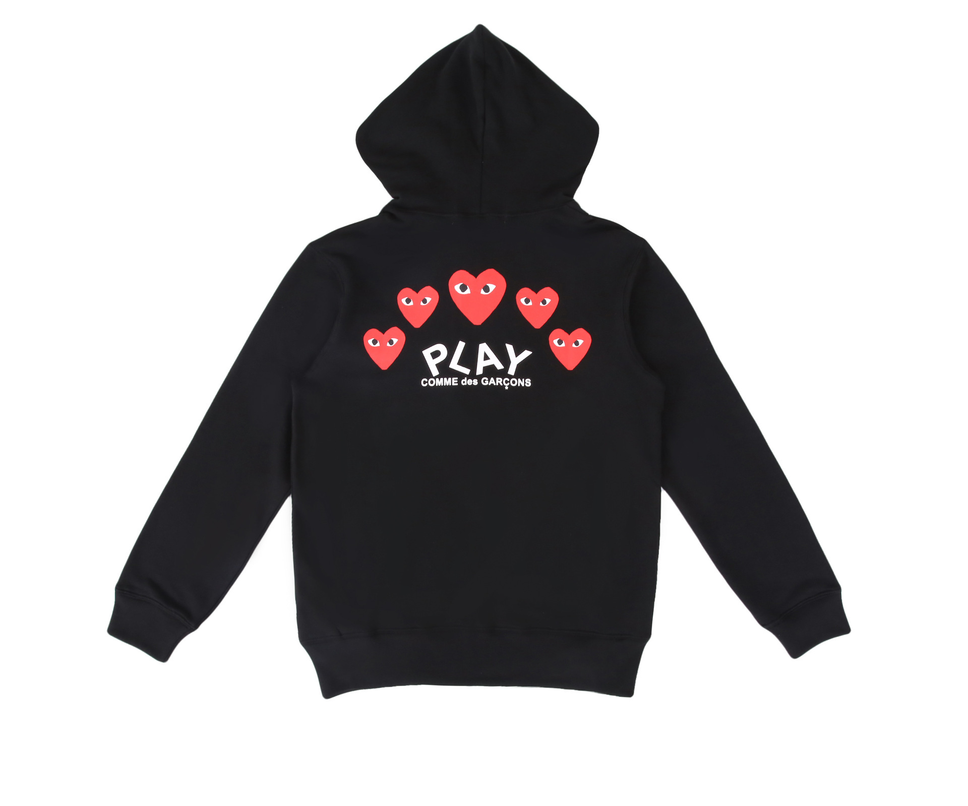 Japanese Style Trendy Brand PLAY Little Red Heart Behind Multi-Heart Men's and Women's Casual Zipper Hoodie Grey Couples Sweater