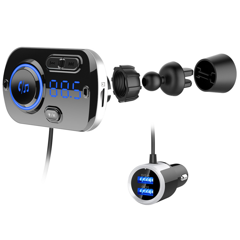 Car Bluetooth MP3 Player Hands-free with U Disk Lossless Sound Quality Atmosphere Light Display Car Charger Fast Charge
