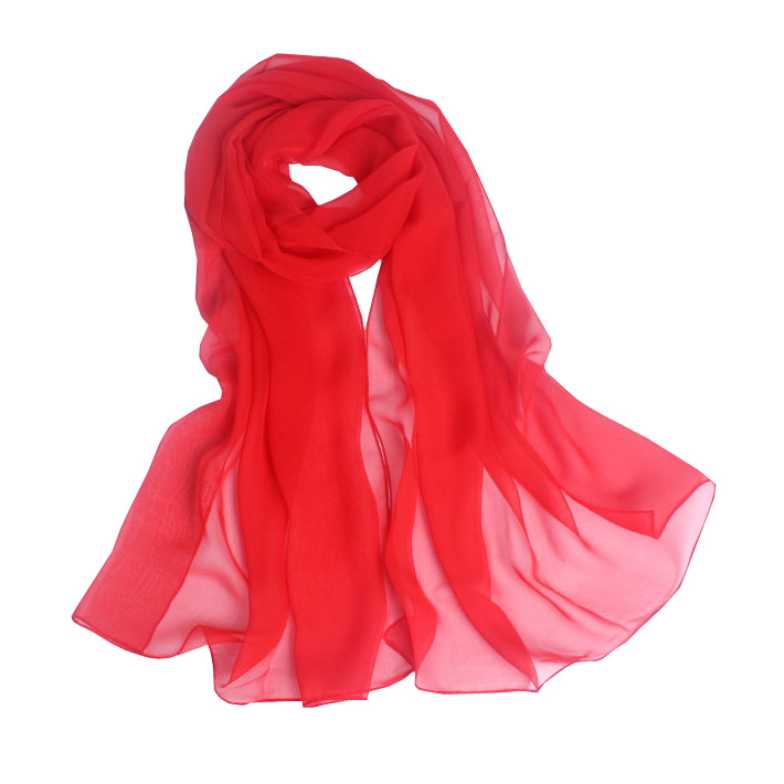New ladies silk scarf sunscreen shawl long red beach towel chiffon solid color scarf dance special wholesale women