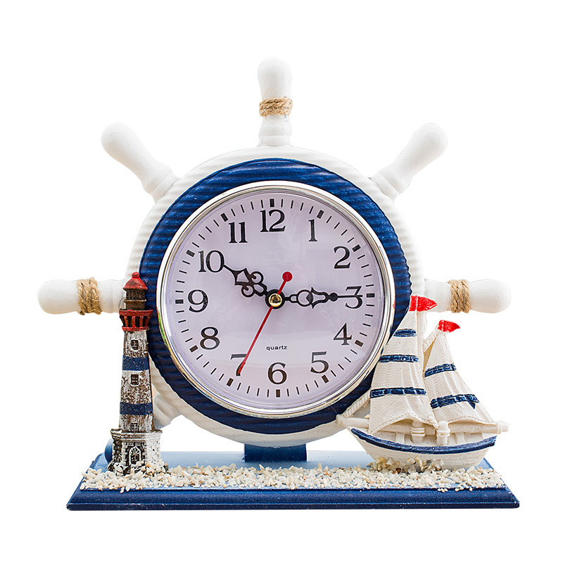 Bedroom Bedside Decorative Table Clock Living Room Clock Ornaments Mediterranean Nautical Clock Creative Quiet Clock