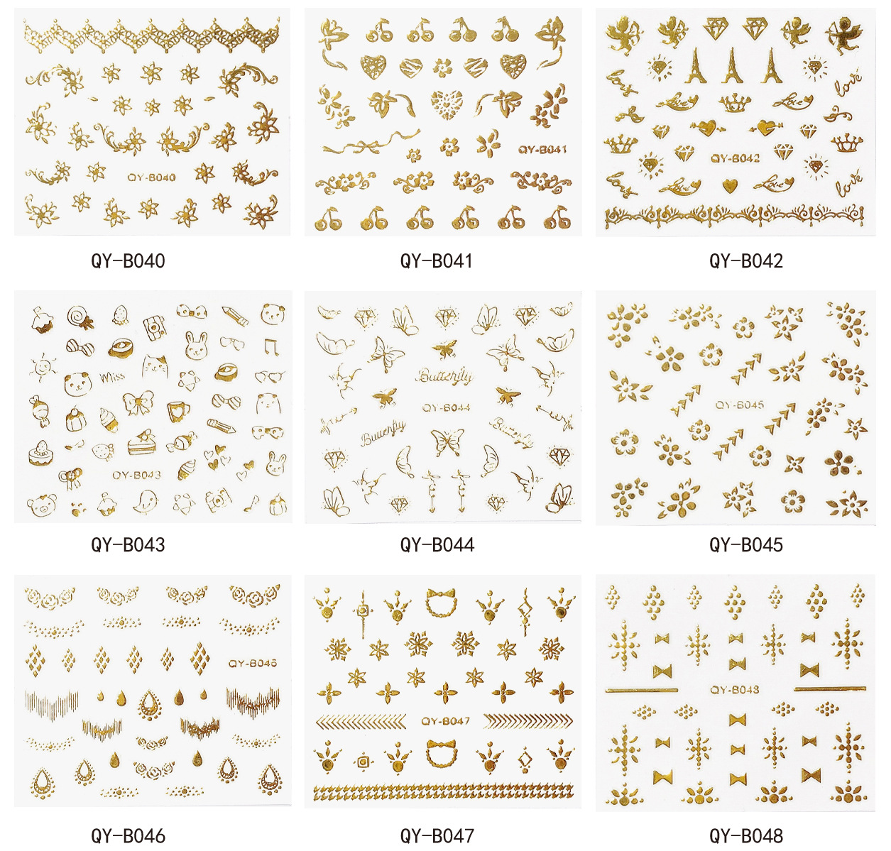 AliExpress cross-border nail stickers 3d gold three-dimensional decals Japanese bronzing nail stickers nail polish paste wholesale