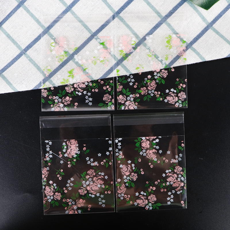 Rose baking packaging bag biscuit bag handmade soap packaging bag self-sealing bag plastic bag wholesale