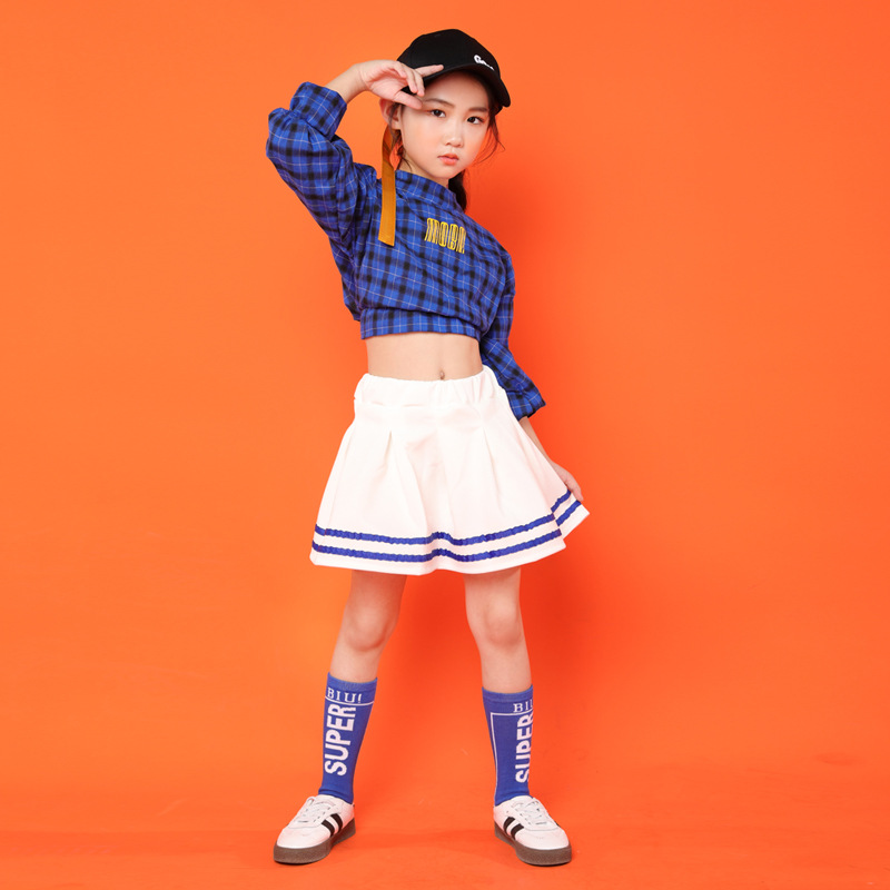 女童爵士舞套裝夏秋新款兒童嘻哈街舞表演服短袖女生jazz演出服潮