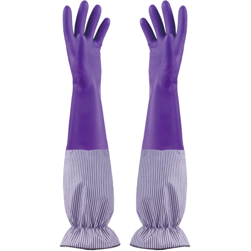 Washing gloves Laundry kitchen housework cleaning waterproof durable plus velvet padded latex rubber gloves manufacturers supply